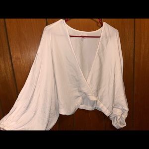 Urban Outfitters: White Long Sleeve With Plunging V-Neck